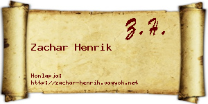 Zachar Henrik névjegykártya
